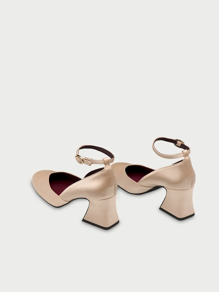 Flagelus D'Orsey Sand pantofi cu toc bej satin