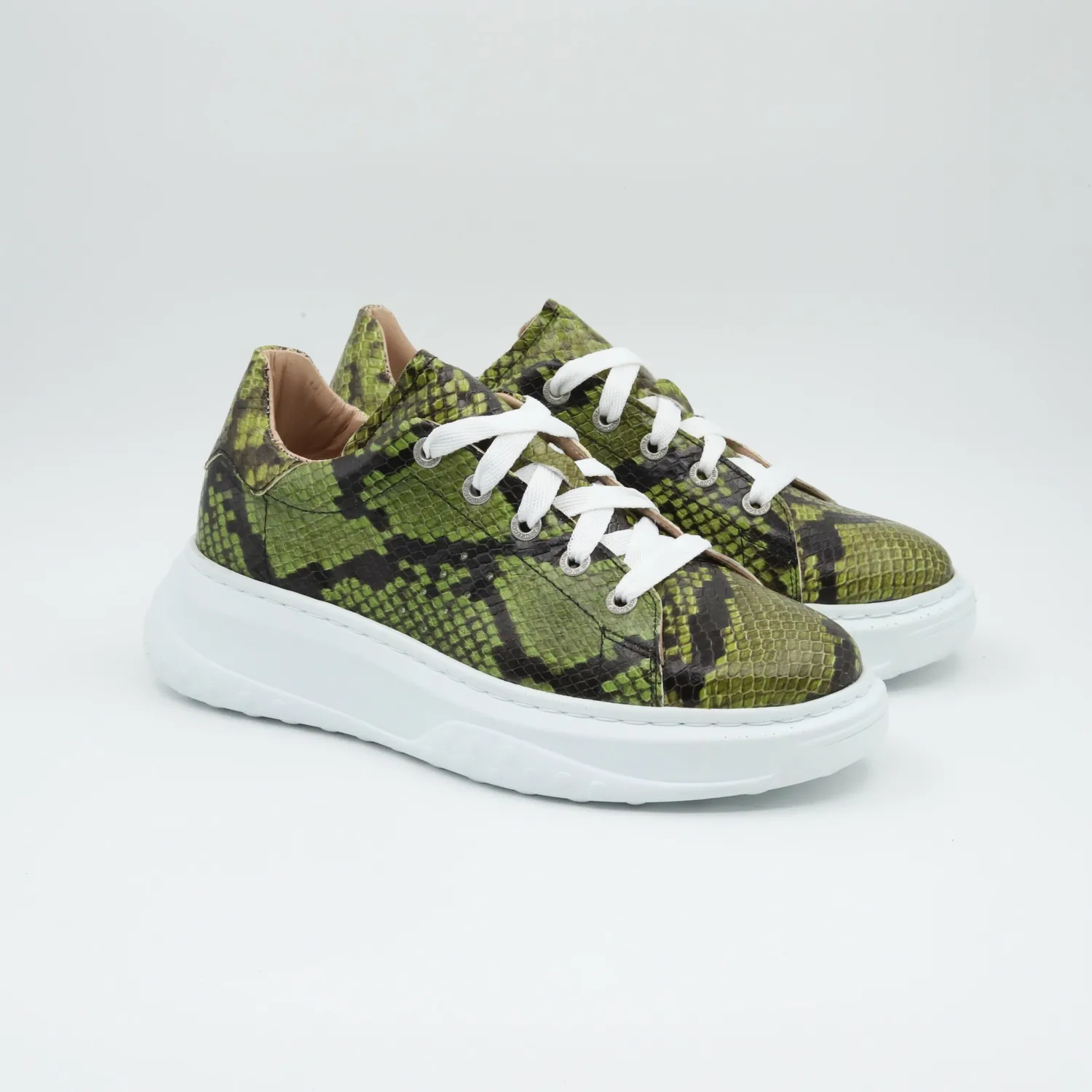 Lucas Shoes Sneaker 5101 RV Green Snake piele naturala
