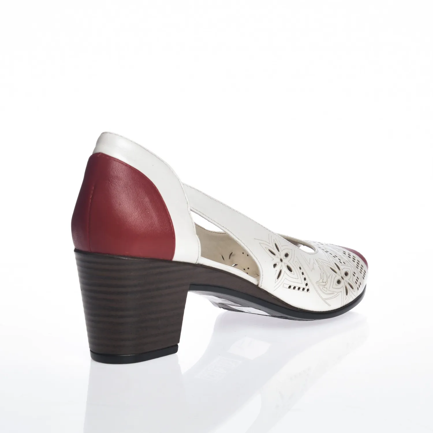 Catinca Shoes T1 AR sandale dama piele alb cu rosu