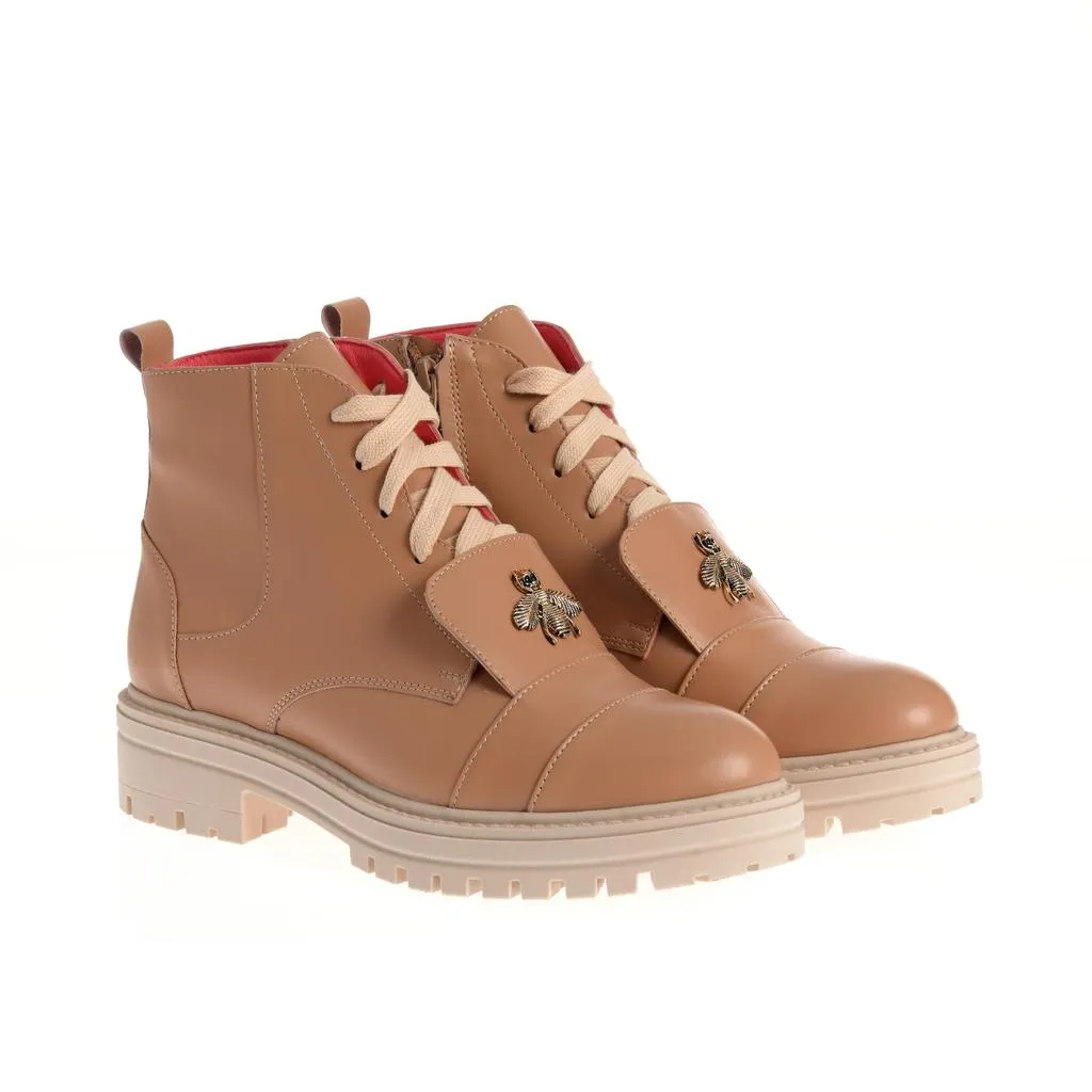 Ana Urbana Claudia ghete piele camel cu sireturi