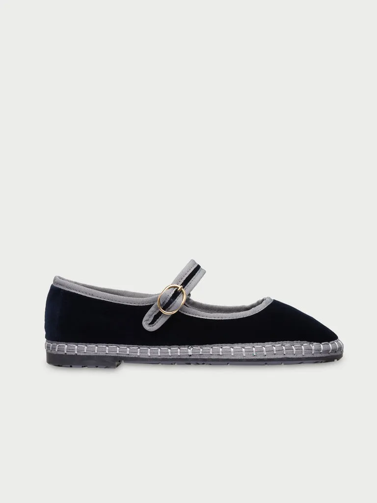 Flagelus Stark pantofi mary jane velur albastru