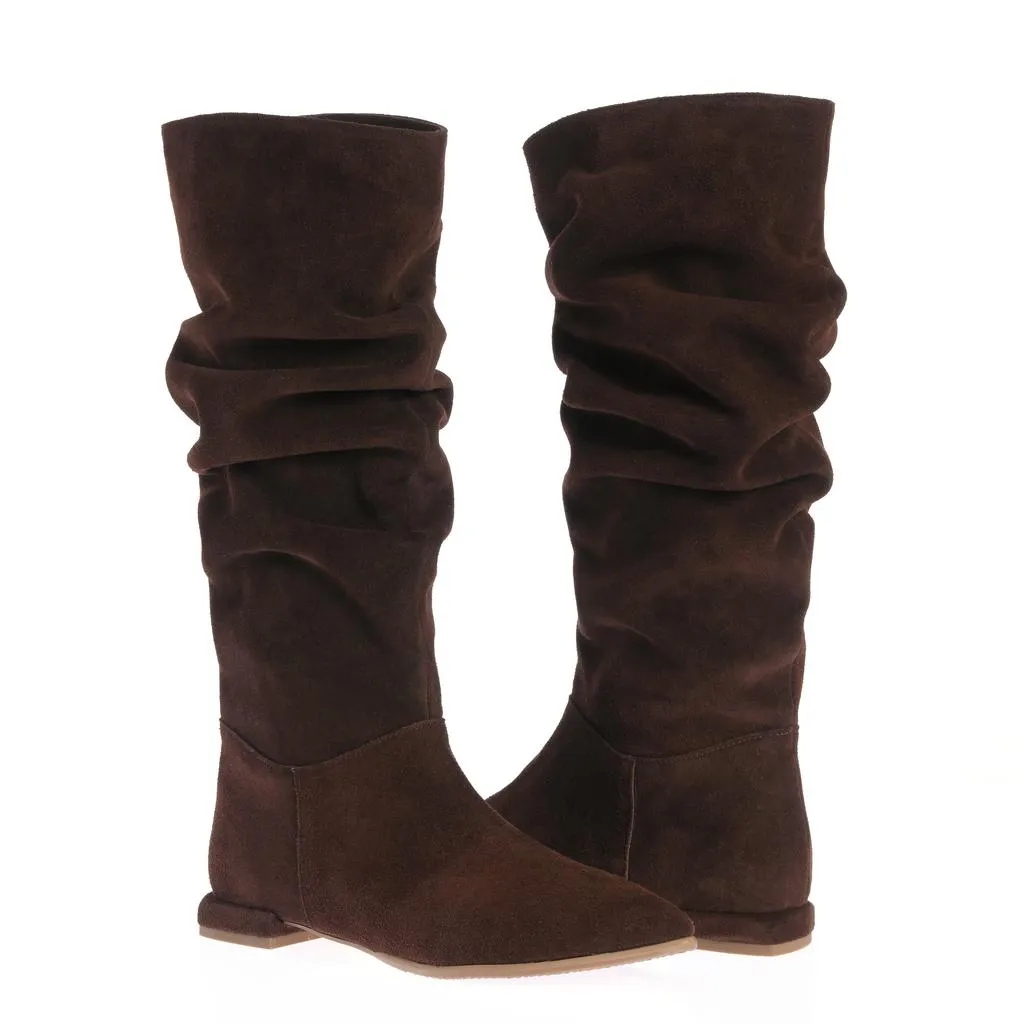 Ana Urbana Shoes Illona cizme maro piele intoarsa