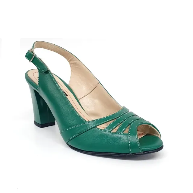 Catinca Shoes 024 VB sandale damă verde box piele naturală