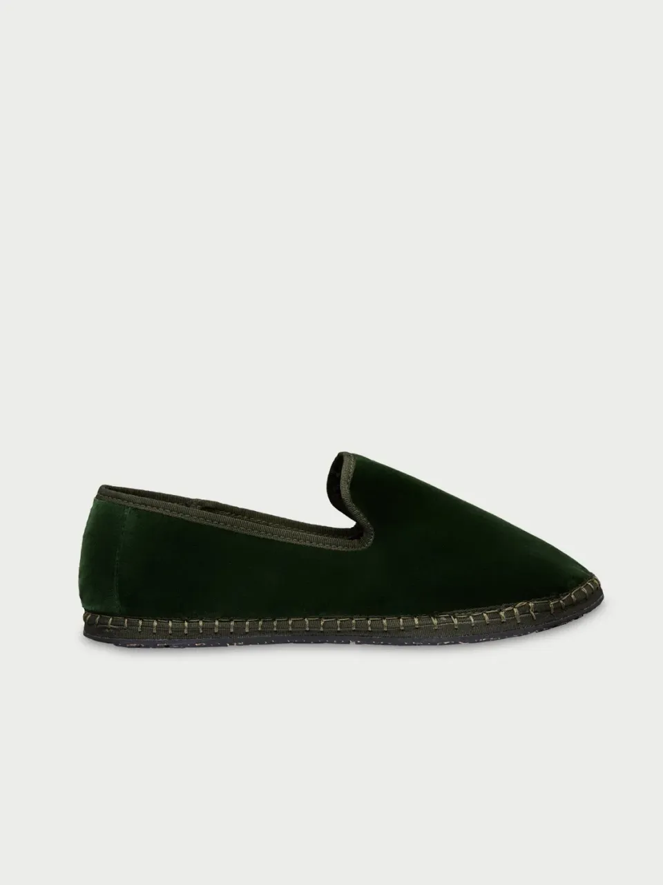 Flagelus Oy papuci verde inchis catifea bumbac