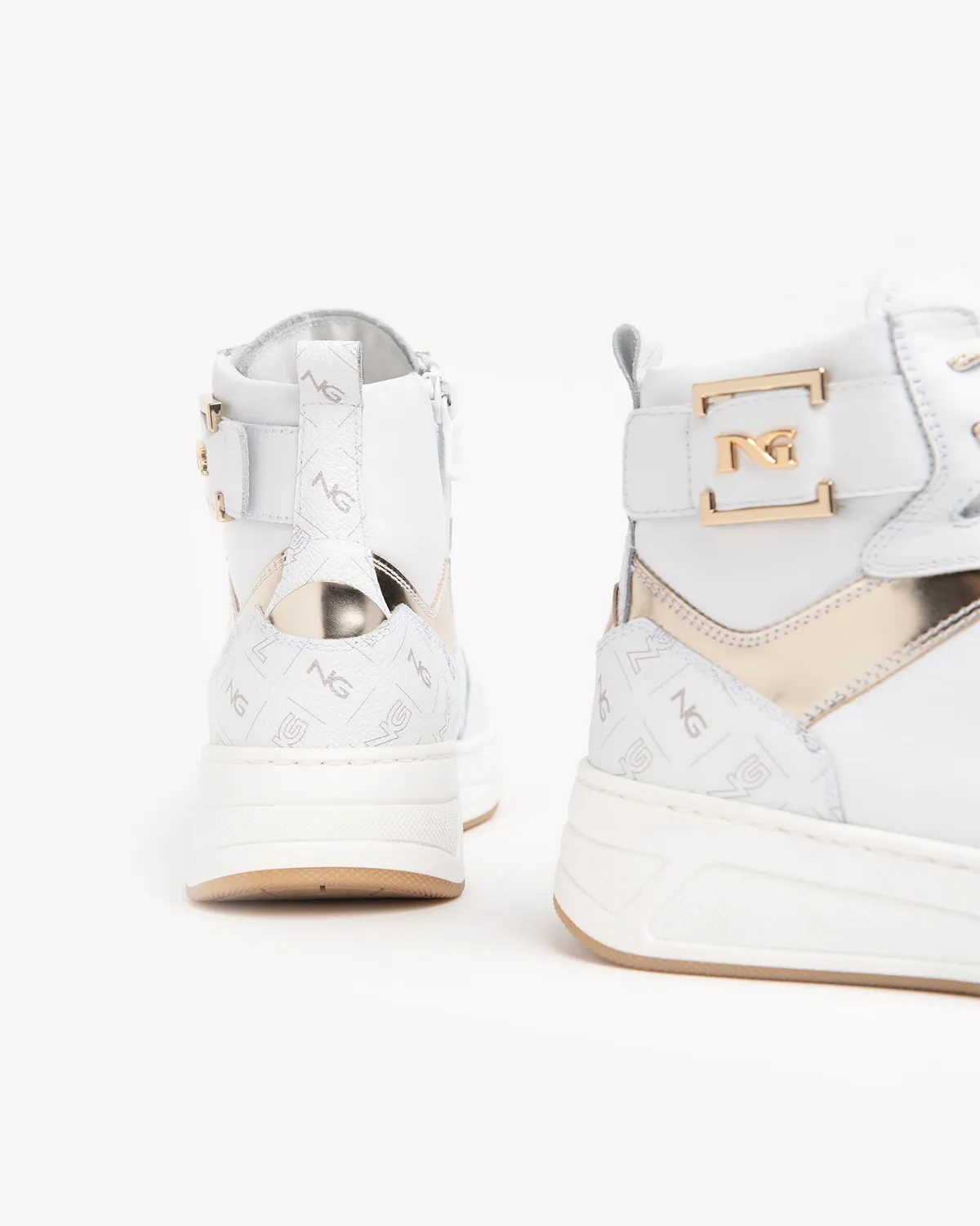 NeroGiardini Sneakers Damă Piele Înalți Monogram 4 cm