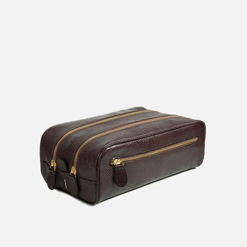 Cecilia Bringheli Laguna necessaire piele maro închis 2 fermoare