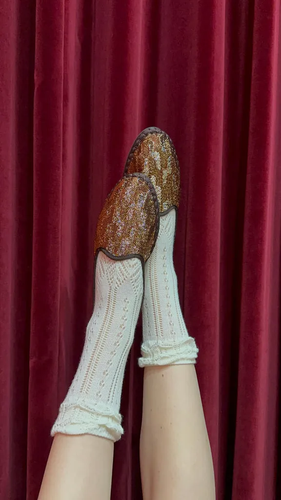 Flagelus Winston pantofi slipper bronz lurex