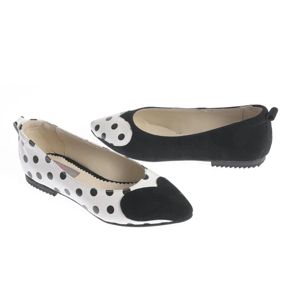 Ana Urbana Shoes Elena balerini negru-alb buline