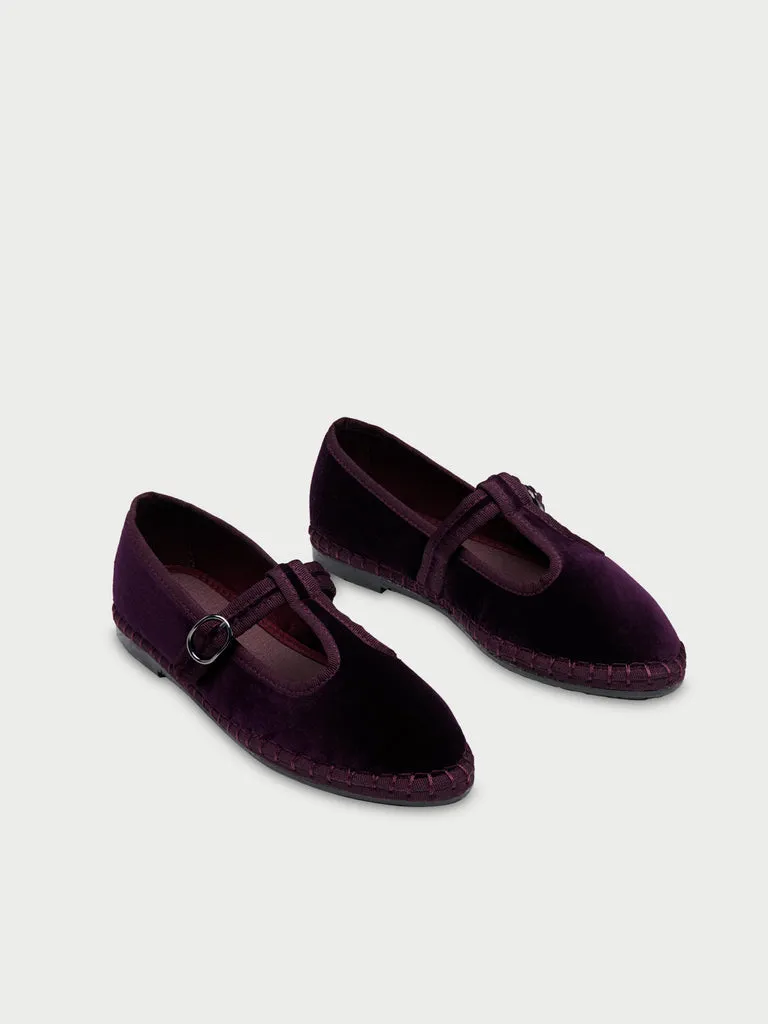 Flagelus Lewis Oxford Aubergine pantofi Mary Jane mov catifea