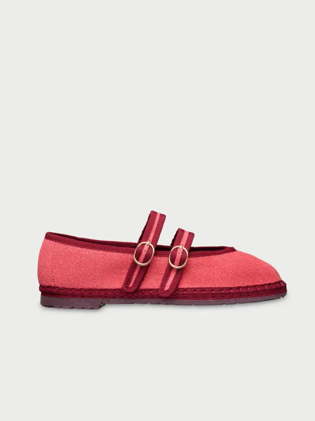 Flagelus Claire Cherry pantofi mary jane roz catifea