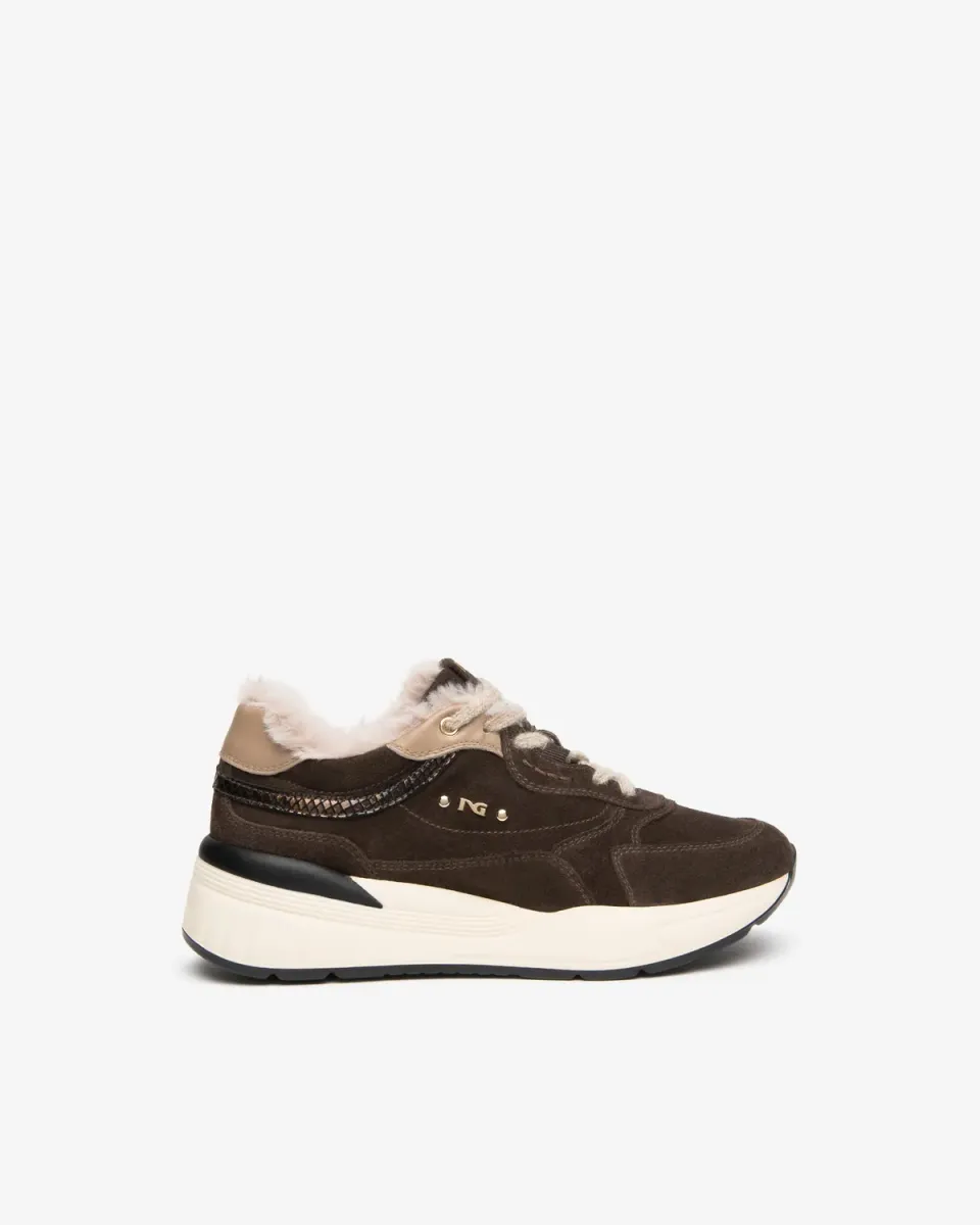 NeroGiardini sneakers dama piele intoarsa cu blanita