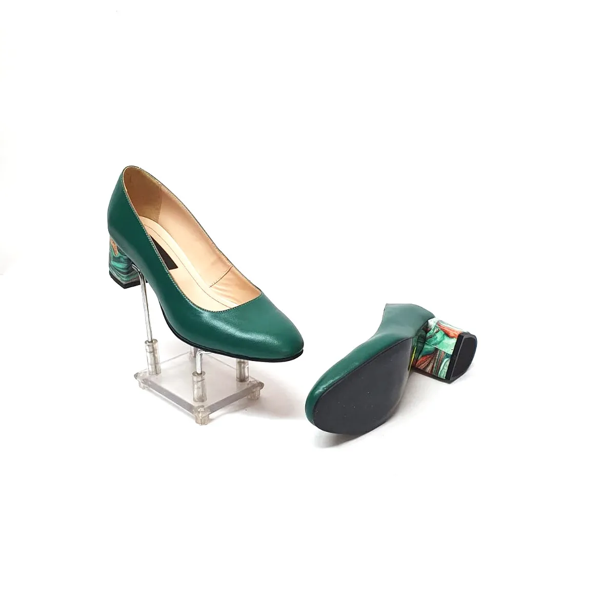 Catinca Shoes A6 VBPV pantofi damă piele verde pictură