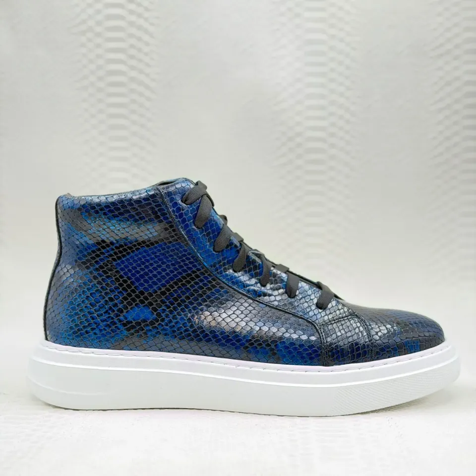 Lucas Shoes 855 A Snake ghete blue piele naturala