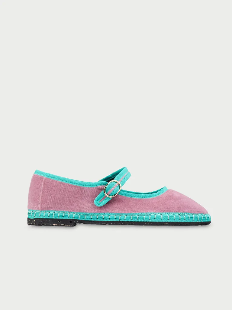 Flabelus Sigrid pantofi Mary Jane roz din velur