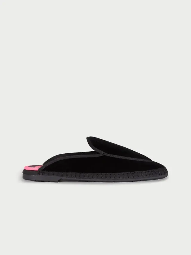 Flagelus Bruna Noir pantofi negri catifea galben