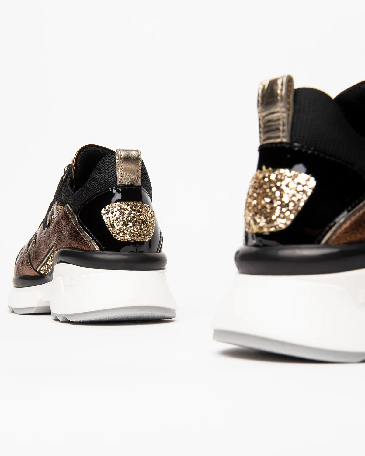 NeroGiardini sneakers damă piele laminată cu glitter