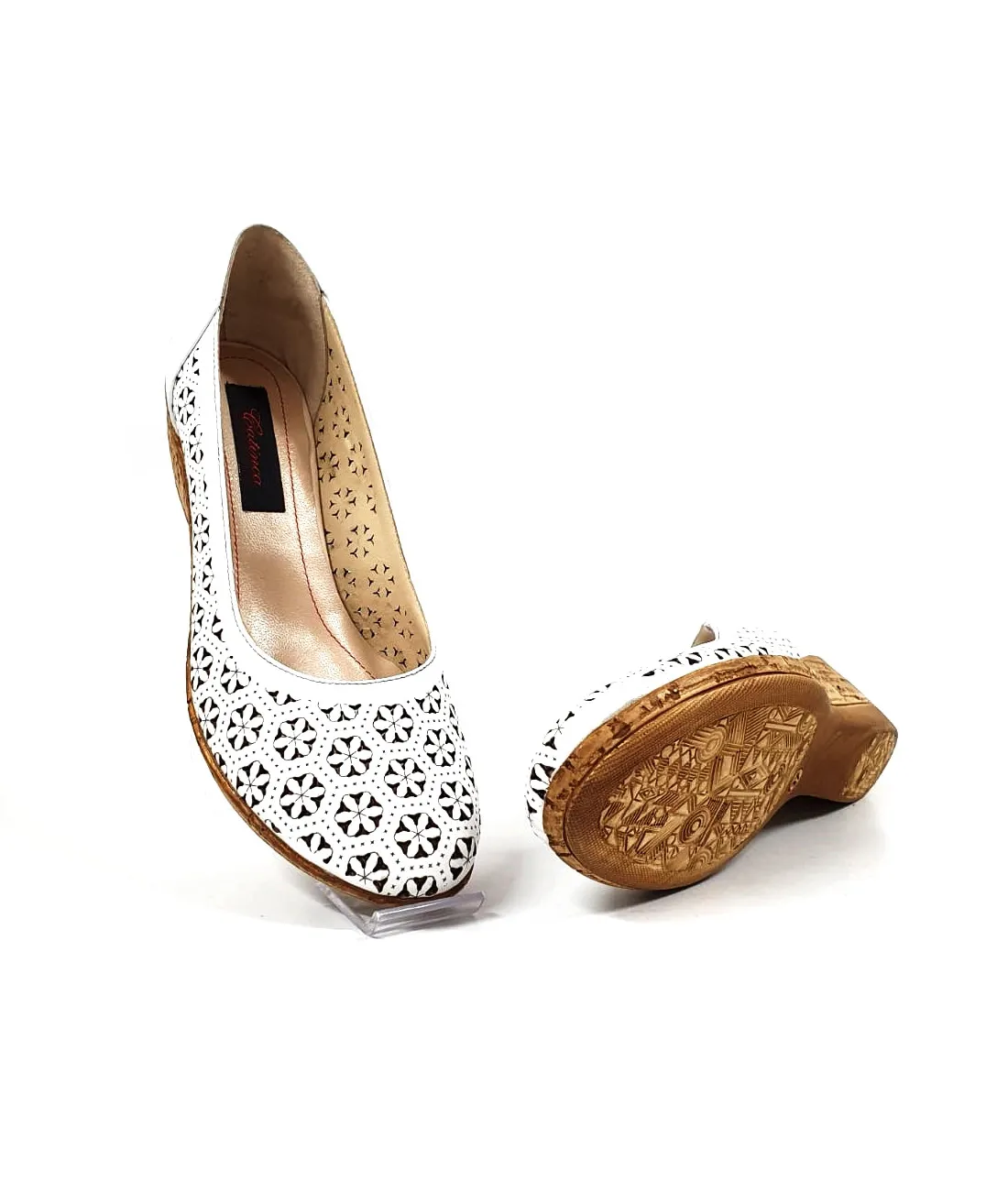 Catinca Shoes T15 A pantofi perforati dama piele naturala alb
