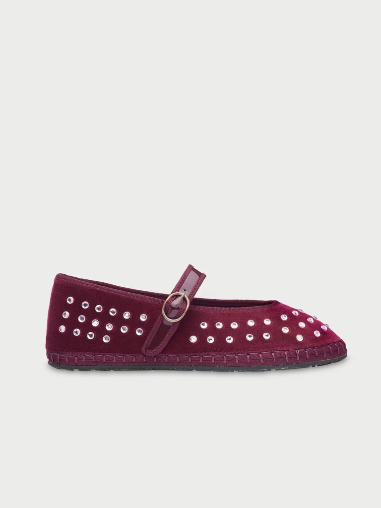 Flagelus Mae Burgundy balerini catifea cristale