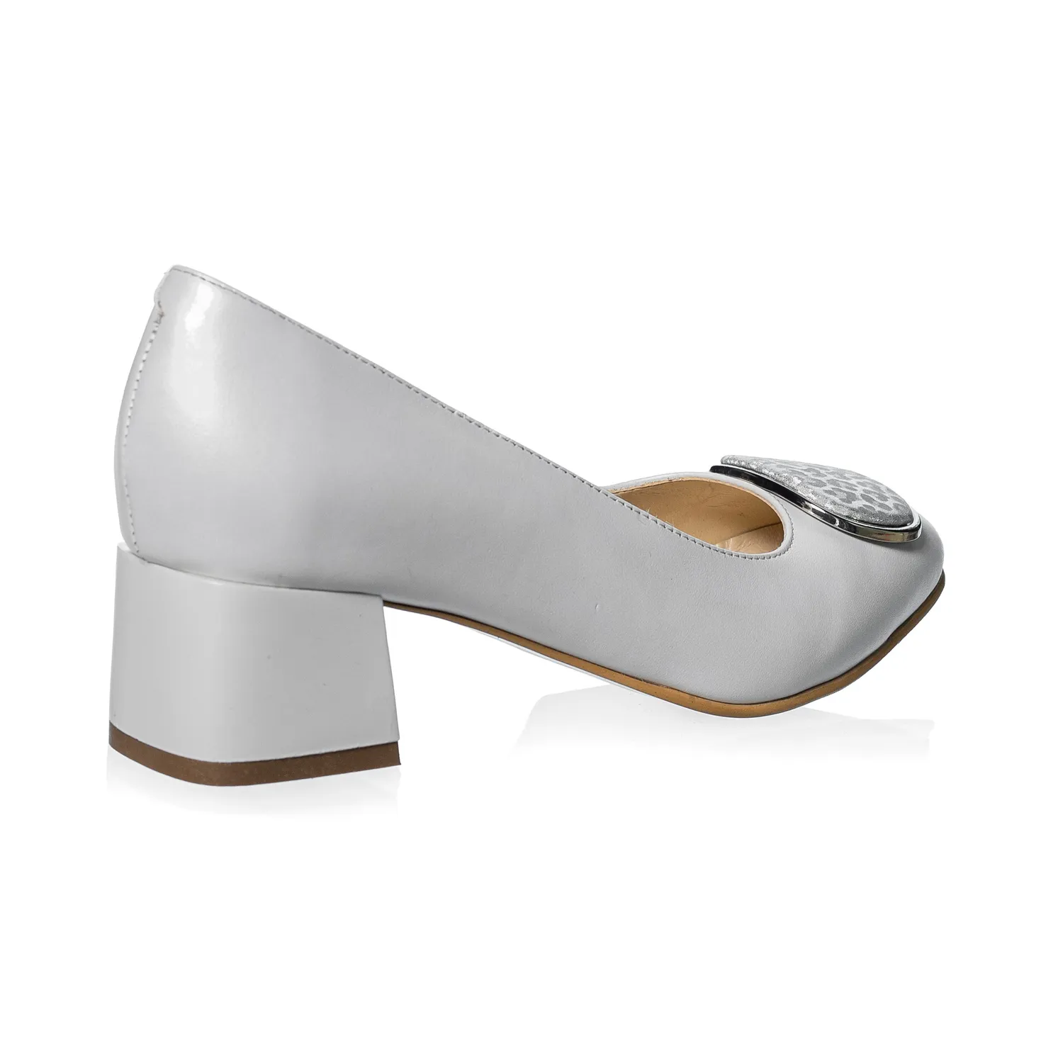 Catinca Shoes A21 ASP pantofi piele naturala alb sidef ponei