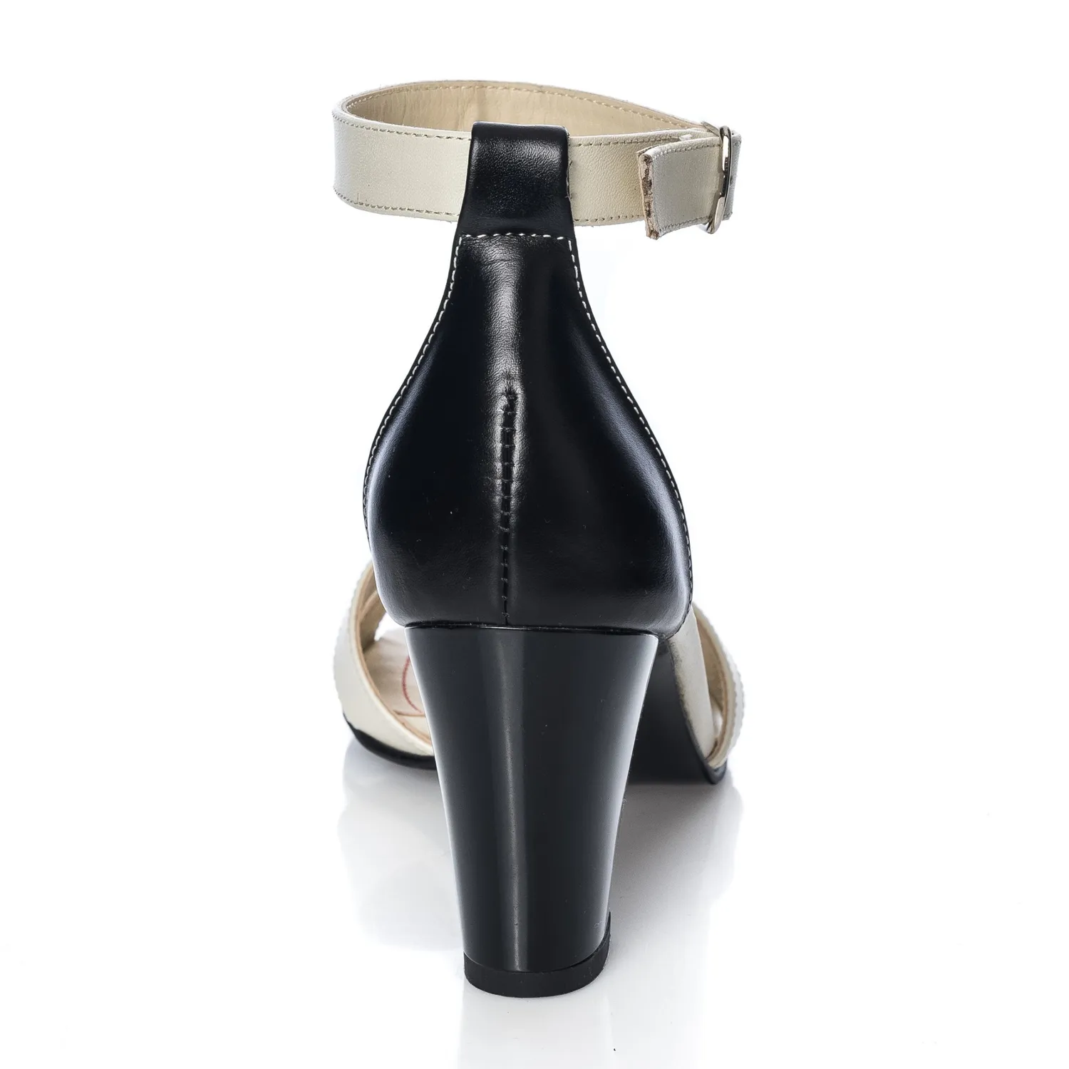 Catinca Shoes S4 BN sandale dama bej cu negru piele naturala