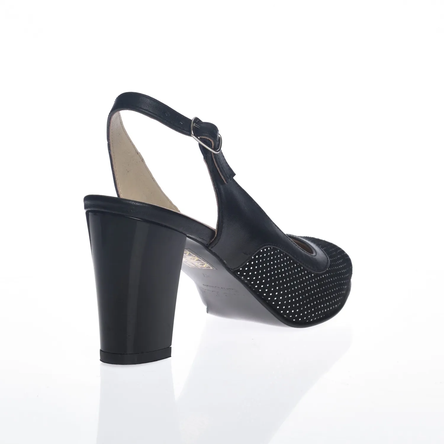 Catinca Shoes D23 NBB sandale dama piele negru buline
