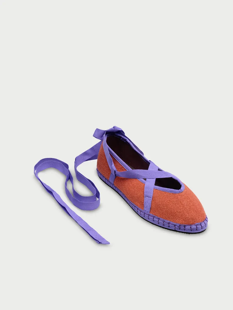 Flagelus Ribbon Linen Teja espadrile portocaliu