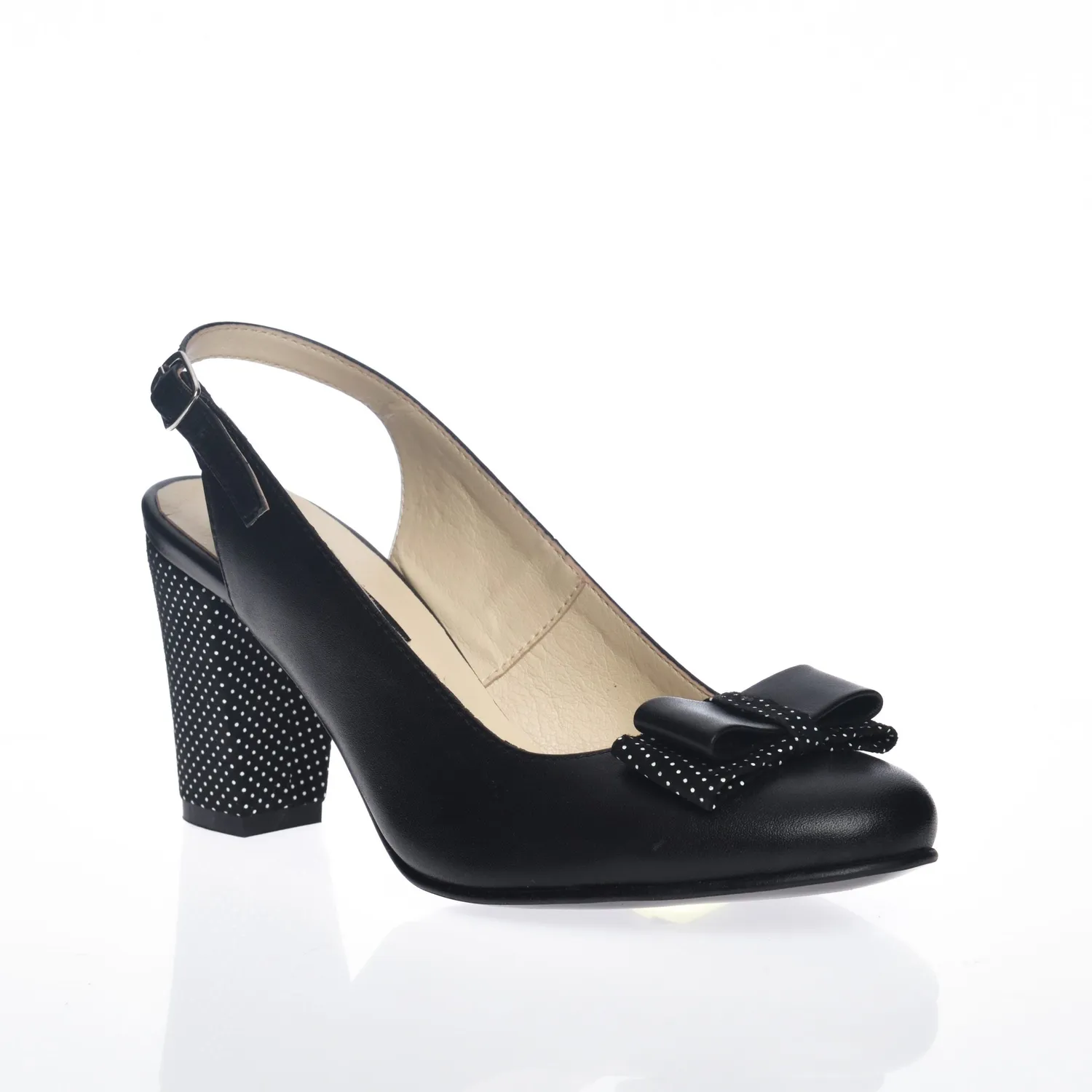 Catinca Shoes V5 NB sandale dama piele negre buline
