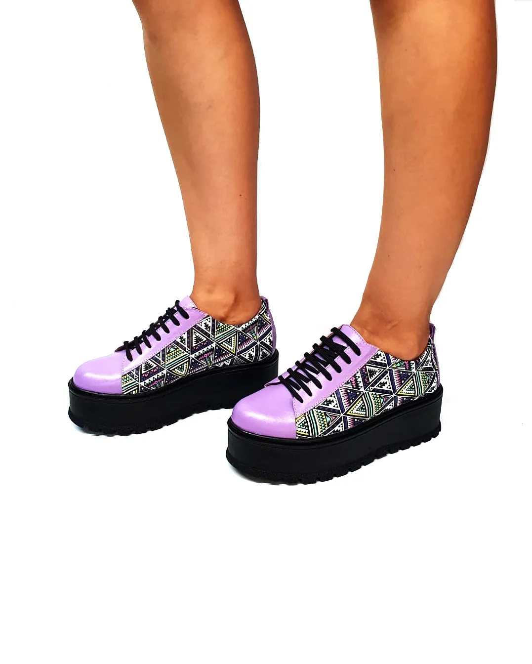 Catinca Shoes X3 LT pantofi piele naturala lila triunghiuri