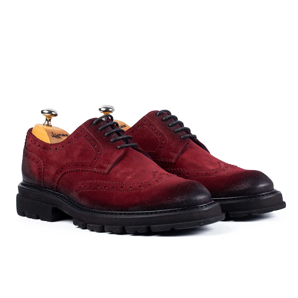 Lucas Shoes Elegant 550 pantofi rosso velur piele