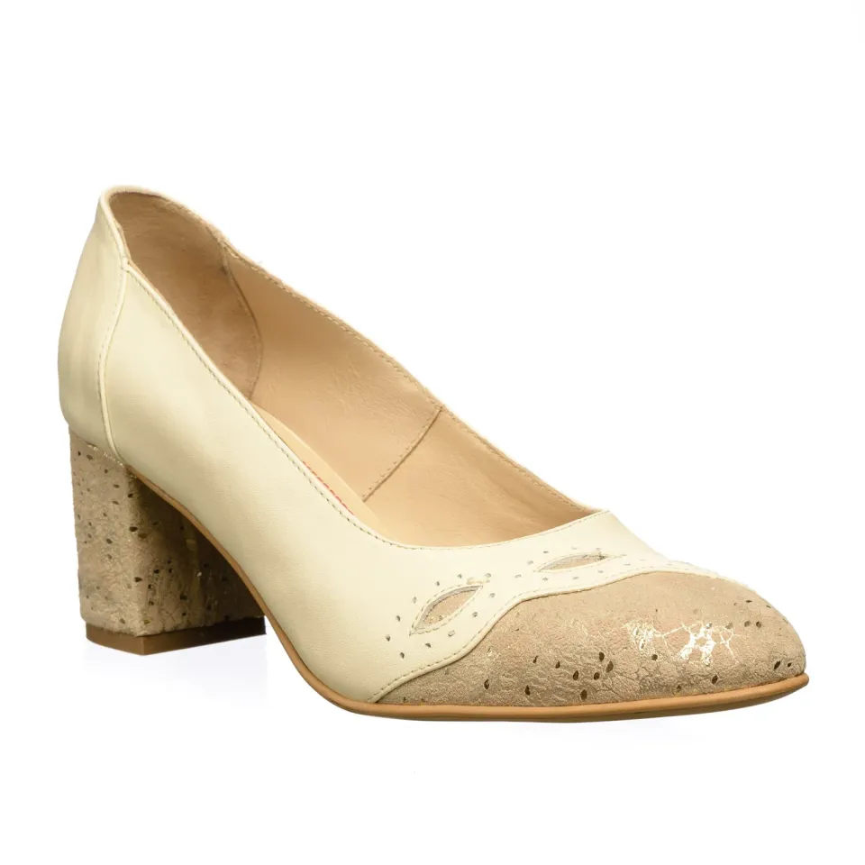 Catinca Shoes 03 BC pantofi dama bej combinatie piele