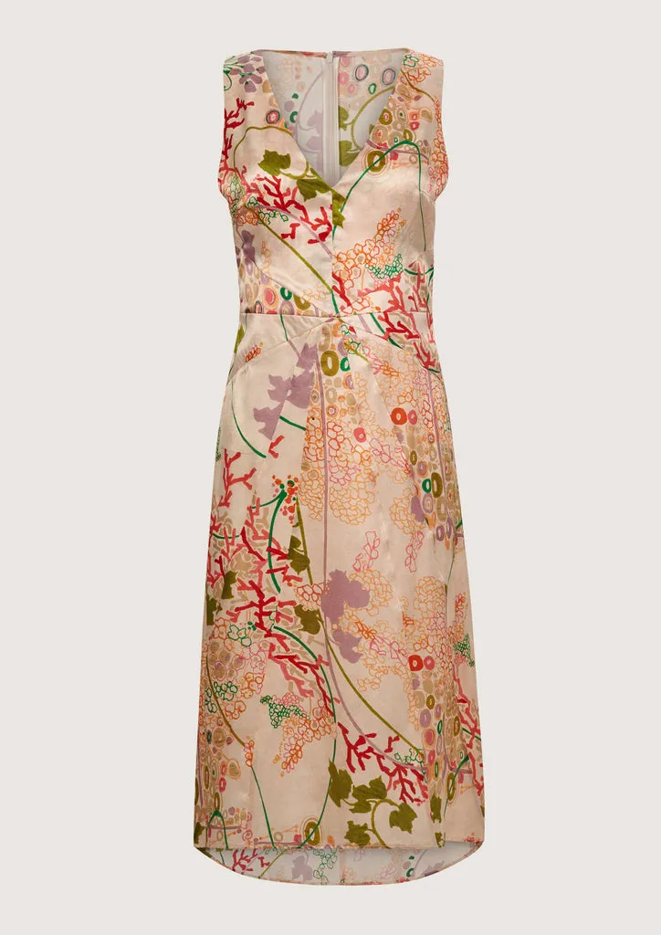 Flagelus Jeanne Tennis rochie midi matase multicolor
