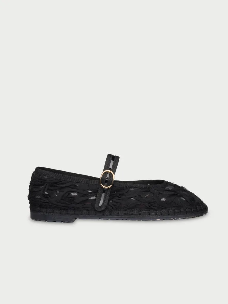 Pierre Lace Black balerini dantela negru catifea