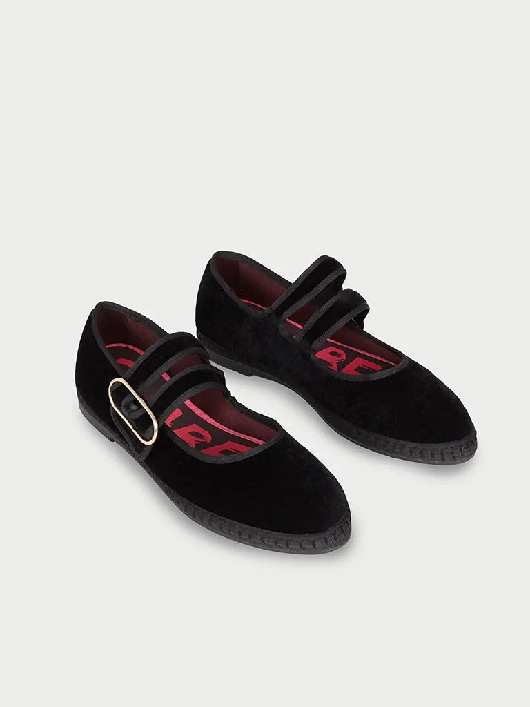 Flagelus Matilda Black pantofi negri catifea