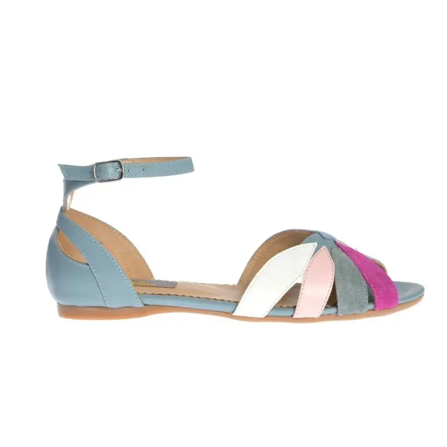 Ana Urbana Shoes San Antonio sandale albastre talpă plată