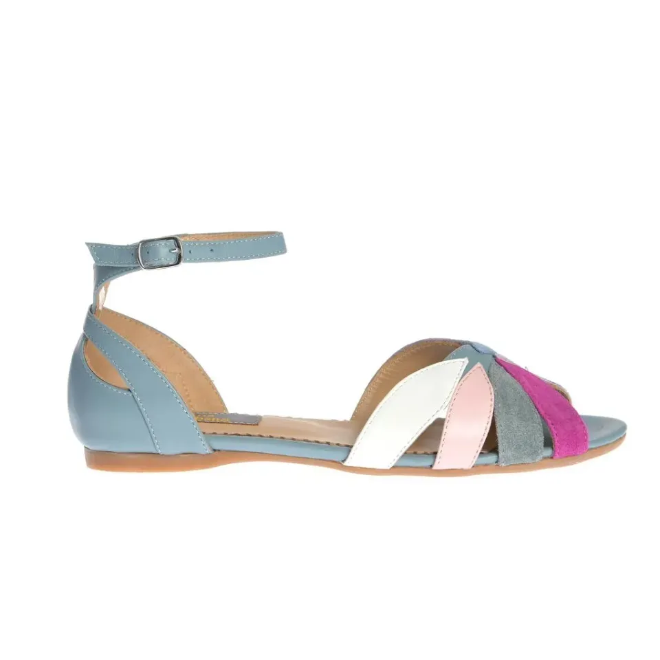 Ana Urbana Shoes San Antonio sandale albastre talpă plată