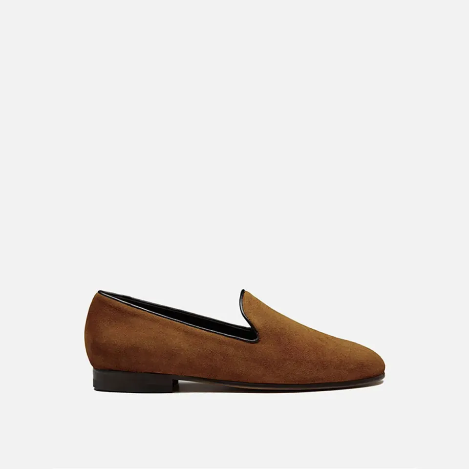 Cecilia Bringheli Positano mocasini piele intoarsa tobacco