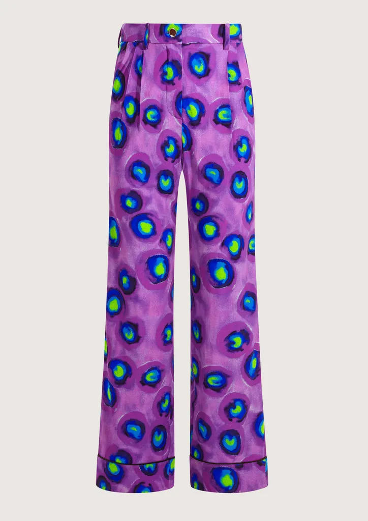Flagelus Coco Baseball pantaloni mov tie-dye bumbac