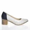 Catinca Shoes T2 AB pantofi dama alb bleumarin piele naturala