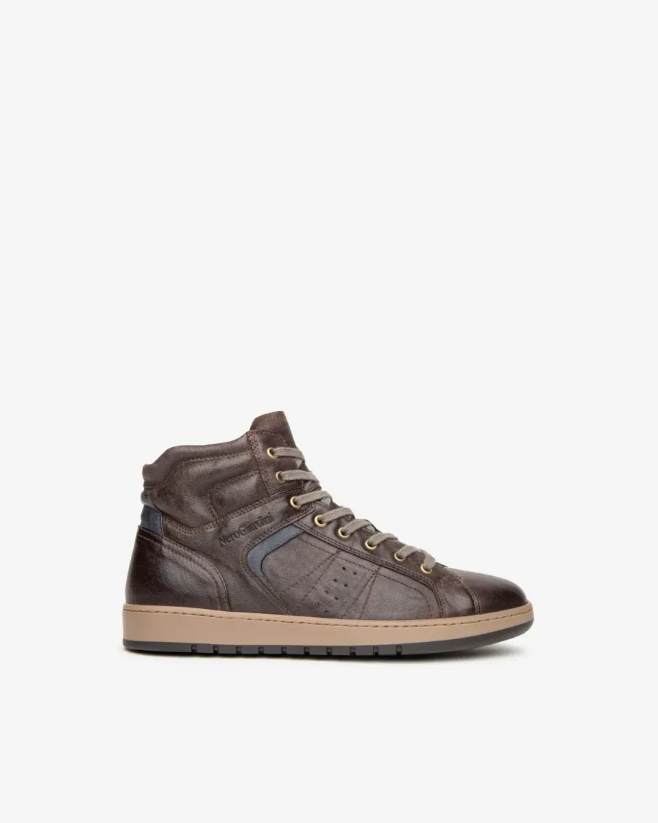 NeroGiardini sneakers barbati piele inalti fermoar 3cm