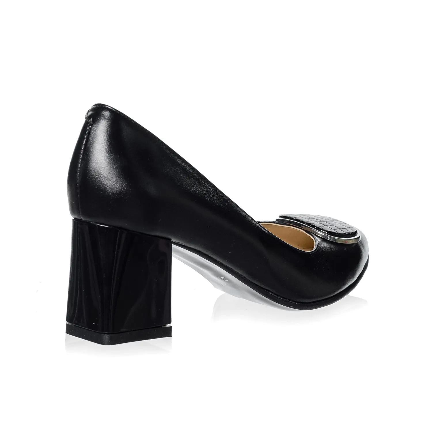 Catinca Shoes A39 NCN pantofi piele negri croco dama