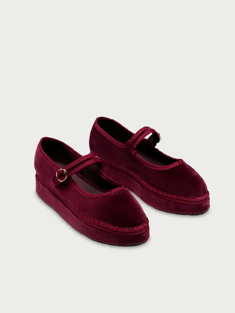 Flagelus Double Lucrecia pantofi Mary Jane burgundy platforma