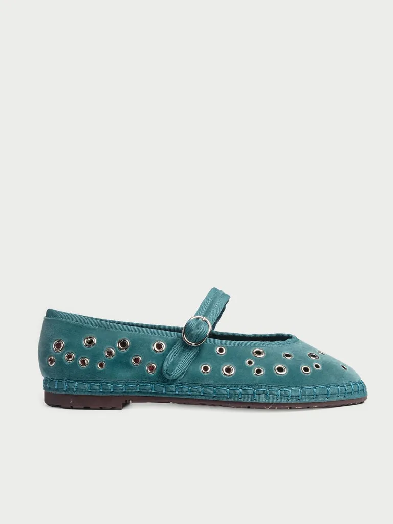 Flagelus Ophelia Petrol balerini verde velvet