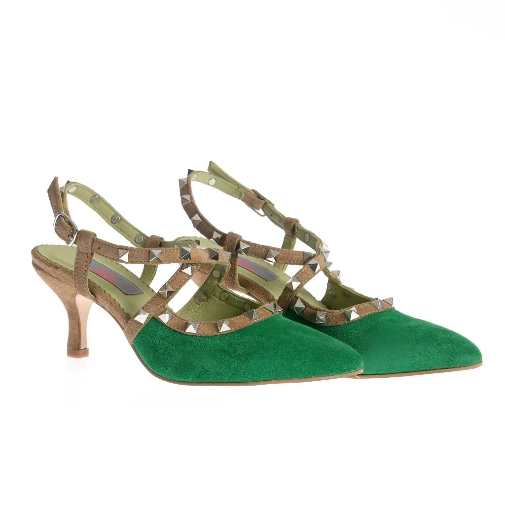 Ana Urbana Shoes Tampa pantofi piele verde-maro