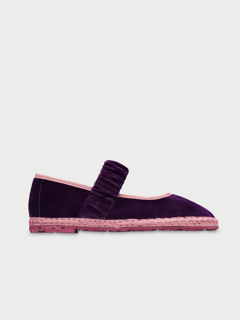Pantofi cu siret Flagelus Mafalda mov catifea bumbac