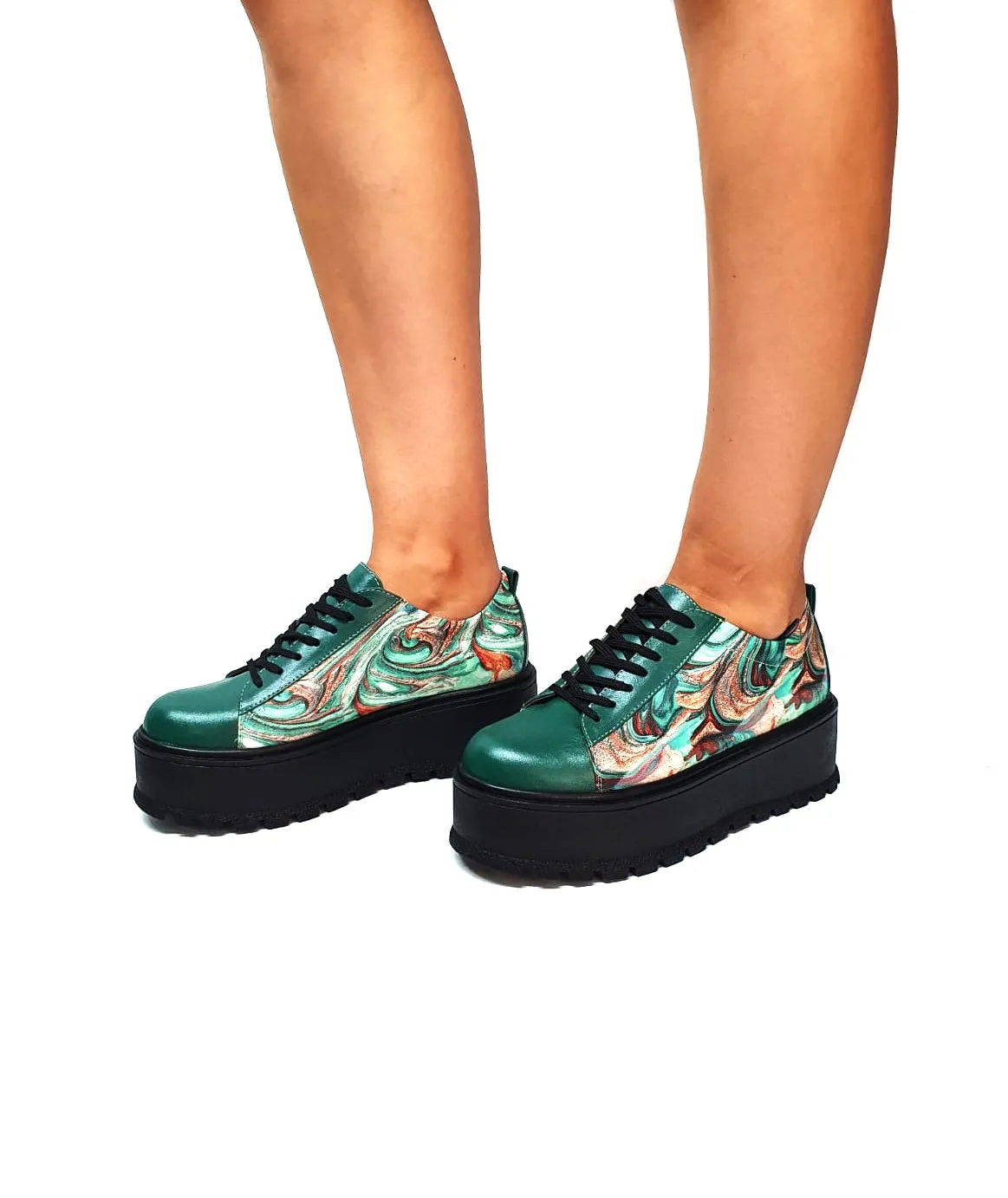 Catinca Shoes X3 VBPV pantofi piele verde box pictura