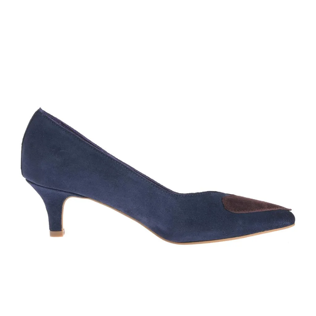 Ana Urbana Madrid pantofi piele bleumarin-maro toc 4cm