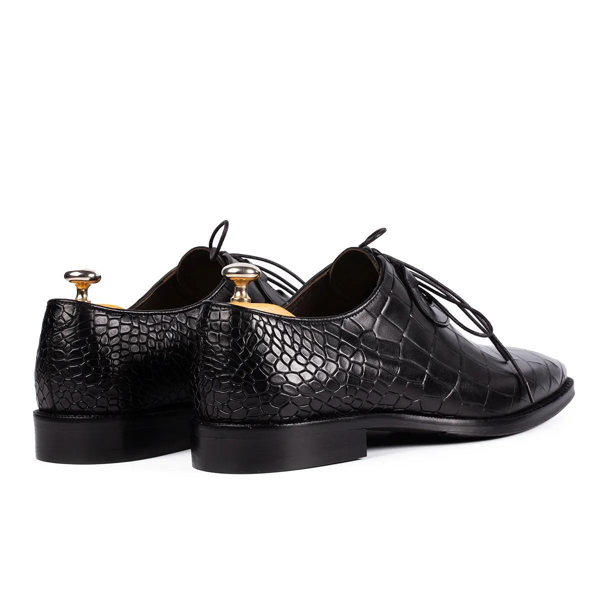 Lucas Shoes Elegant 725 pantofi negri croco piele