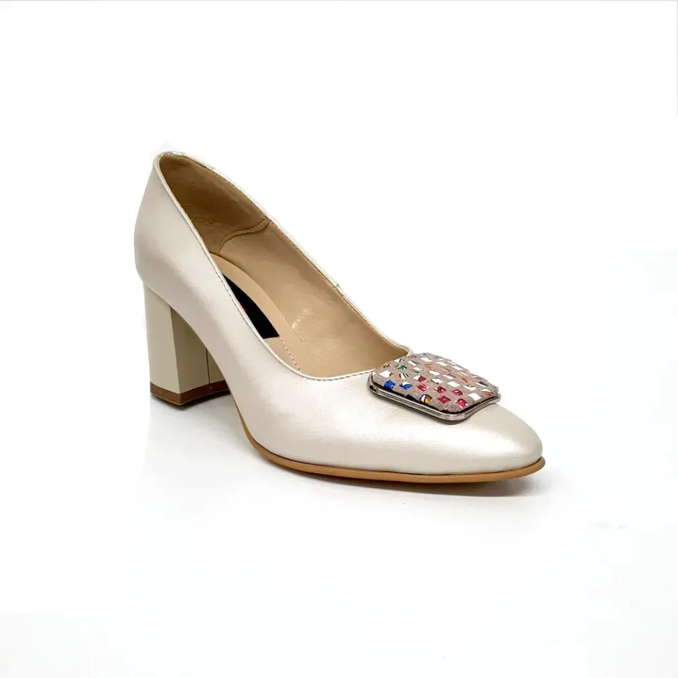 Catinca Shoes A25 BSPM pantofi dama bej sidef piele naturala