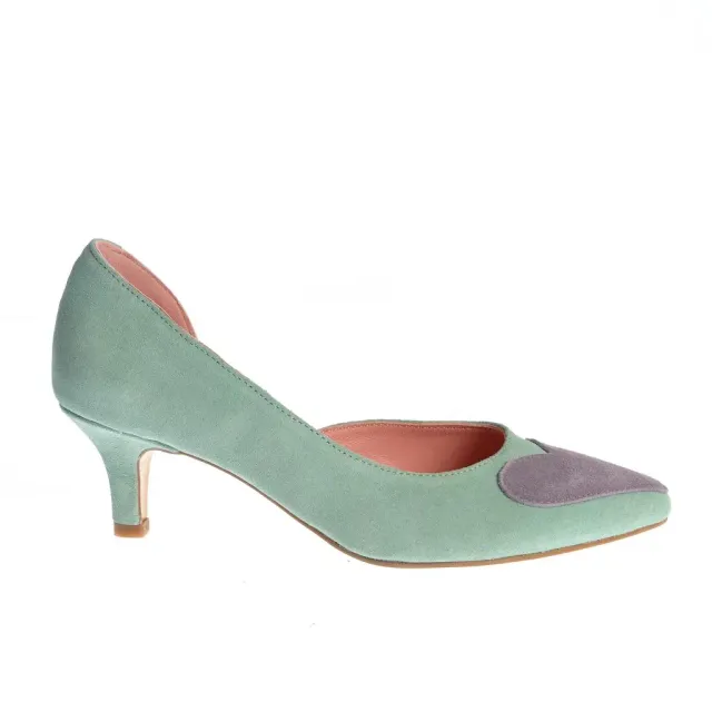 Ana Urbana Maria pantofi stiletto verde-mov piele intoarsa