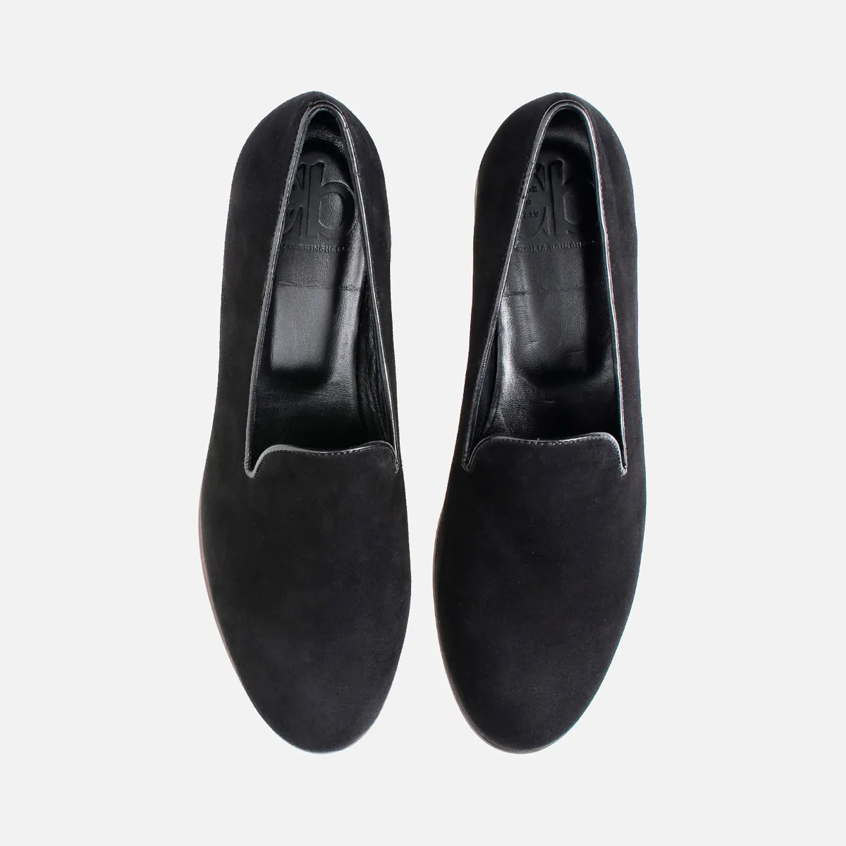 Cecilia Bringheli Positano Black Suede mocasini negri